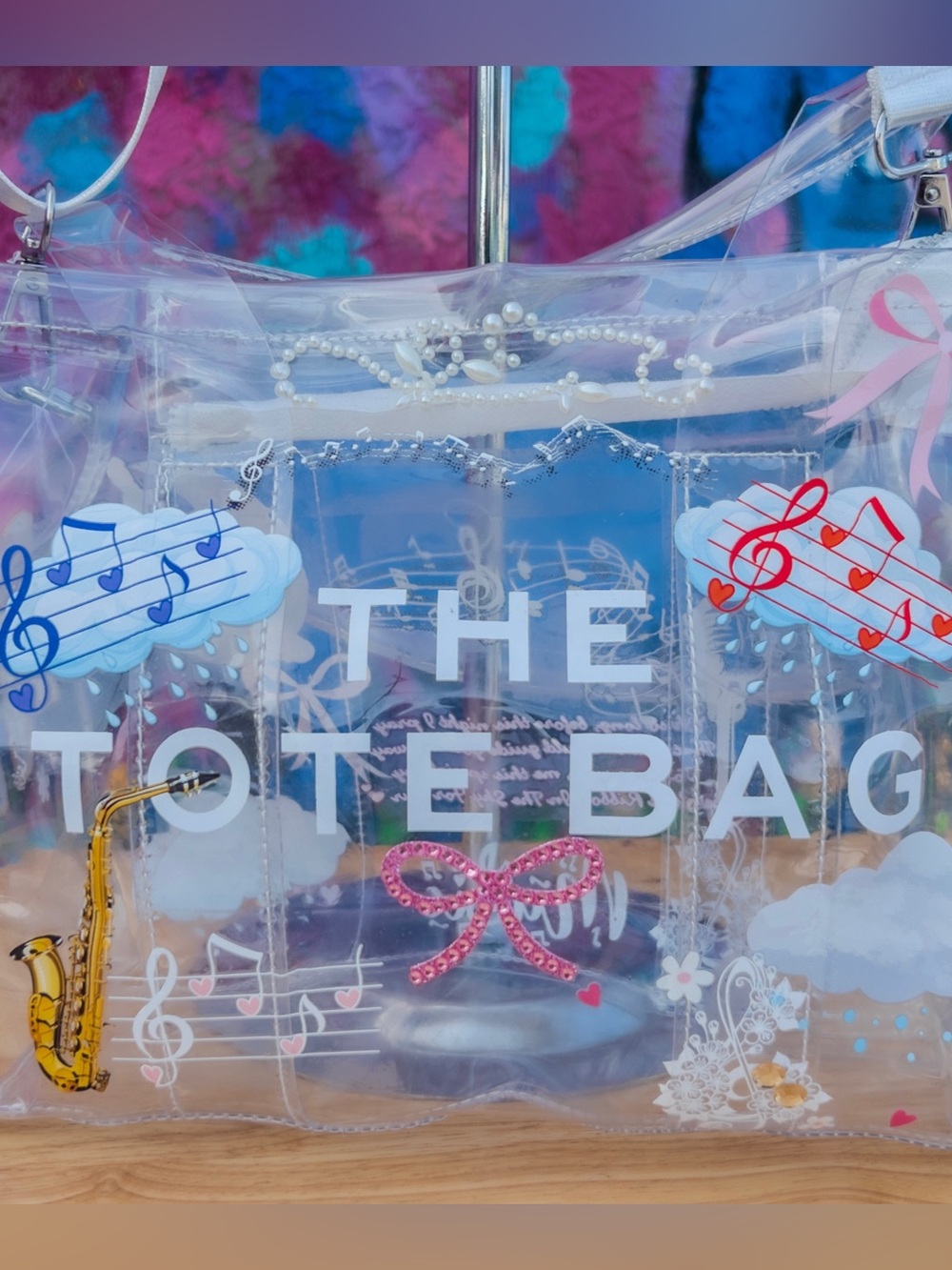 ‘GEMSTONE RIBBON’ Clear Medium Tote Bag 10” - Picture 2 of 8
